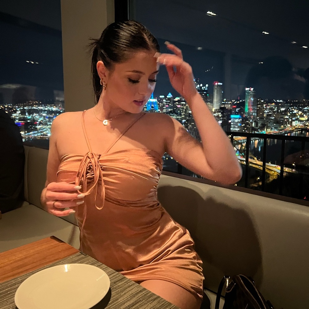 Copper rose neck dress